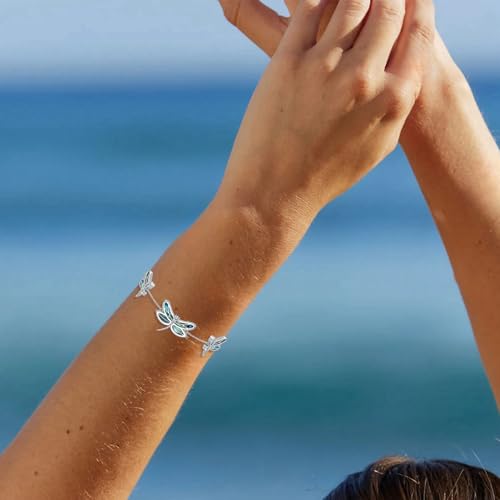 Dragonfly Abalone Bracelet 925 Sterling Silver, Adjustable Bohemian Bracelets, Genuine Abalone Shell Jewelry Birthday Gift for Her3