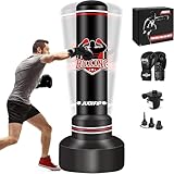 Freestanding Punching Bag for Adults, 71'' Boxing Bag with Stand Kicking Heavy Bag with Boxing Gloves and Electric Air Pump, Women Men Boxing for Beginner Training MMA Muay Thai Fitness, Strong Model