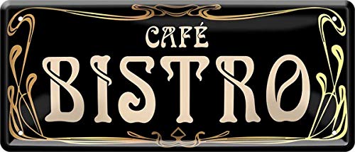 Bistro Cafe 1055 - Plaque en tôle décorative - 28 x 12 cm