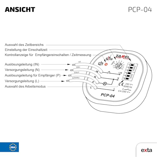 Zamel PCP-04 Zeitrelais Multifunktionsrelais für Unterputz Dosen Zeitschalter 8 Verschiedene Funktionen Zeitsteuerung Zeitschaltung Impulsrelais