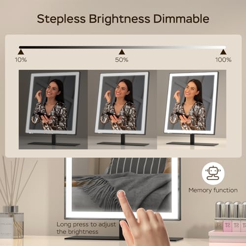 Amdelne LED Makeup Mirror, Dimmable Vanity Mirror with Lights, 3 Lighting Modes, 10x Magnifying, Touch Control - Image 3