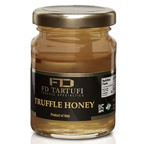 FD TARTUFI Truffle Honey 100g (3.5oz) Acacia Honey - White spring Truffle (Tuber Borchii) Infused Honey | Gourmet Food Condiments | non gmo | Made in Italy | Specialty Food