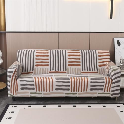 Funda Sofa 3 Plazas Gris Naranja General Funda De Sofá Elástica En Spandex,Anti Gatos Arañazo Y Perros Mascotas,Antideslizante Protector Sofa,Adecuado para Sala De Estar
