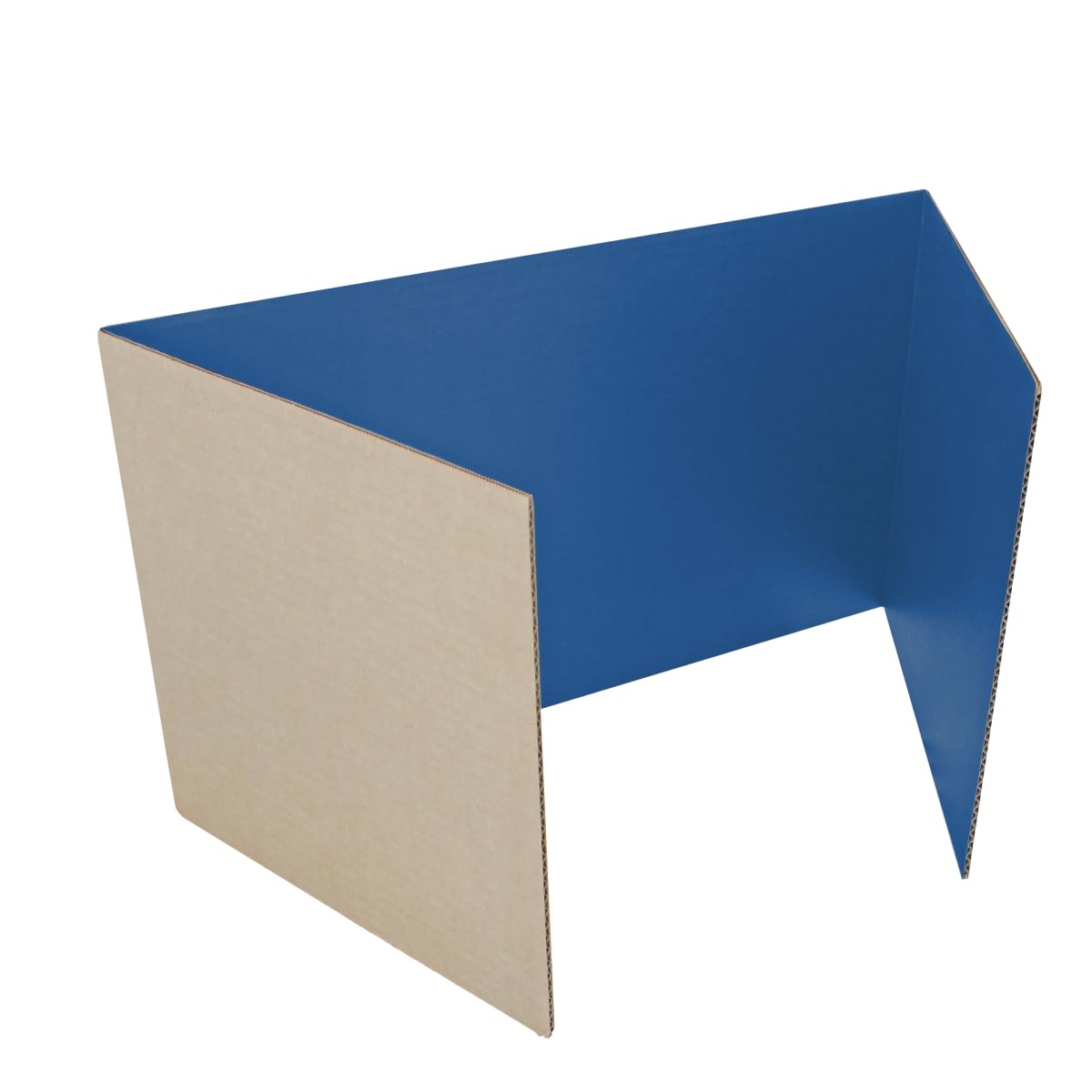 212 Main 18' x 48' Blue Corrugated Study Carrel - Pack of 24