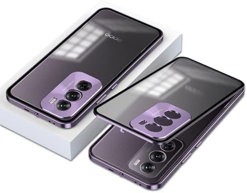 QUIETIP Case Compatible with Oppo Reno 12 Pro 5G,Metal Frame + PC Frosted Surface Back Cover with Camera Protection,Purple