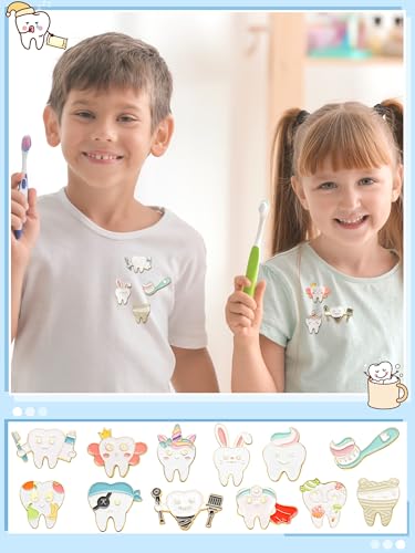 12 Pcs Dental Gifts Cute Tooth Pins Dentist Enamel Pins Cartoon Funny Lapel Brooch Tooth Charm for Scrubs Doctor Assistant Nurse Backpacks Cloths Hats Medical Jewelry4