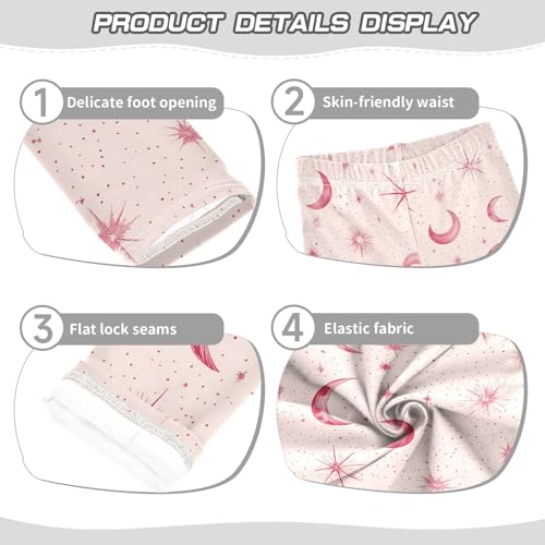 Pink Star Moon Girls Leggings Soft Stretch Workout Yoga Dance Pants for Kids Casual Tights3