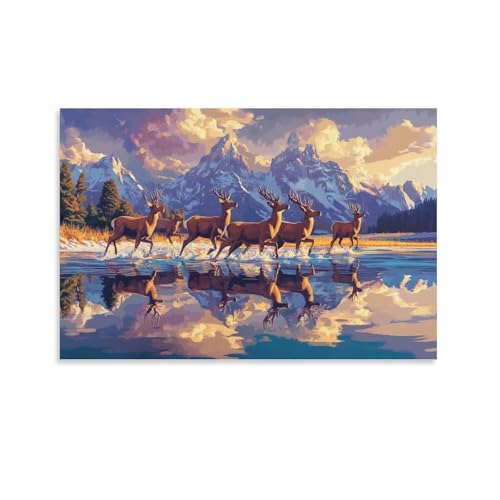 Tableau Art Souris Américain Jaune pour Salon : Toile Moderne Paysage 50x75 cm