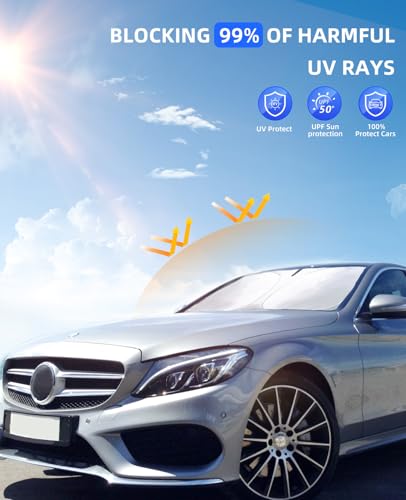 for Benz C-Class Sunshade Windshield Sun Shade Fits 2015-2023 2024 2025 Mercedes Benz C Class W205 C250 C300 C400 Windshield Cover Window Sun Visor Protector Block UV Ray 210T Reflective Reflector