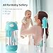 Electric Bottle Brush Cleaner Set, Bear-Shaped Travel Baby Bottle Cleaner Kit with Silicone Nipple & Straw Brush, Soap Dispenser, Drainage Rack, Storage Box(Blue)
