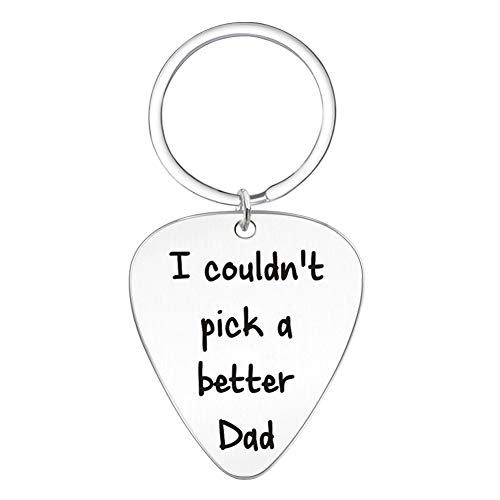 Elegant Chef Guitar Pick Key Chain Christmas Gift for Dad - I Couldn't Pick a Better Dad - Cute Musical Quote Jewelry Keychain Present for Father Daddy Papa from Daughter Son