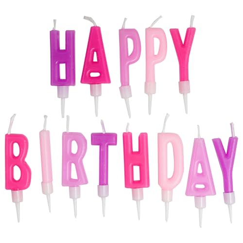 Happy Birthday Letter Candles, Pink & Purple Birthday Candles, Birthday Candle Set for Birthday Cakes, Party Decoration