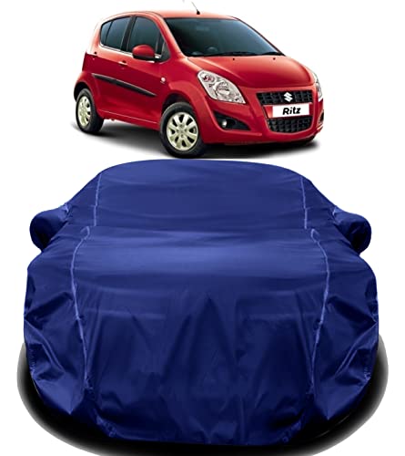 Image of AUCTIMO Triple Stitched Fully Elastic Ultra Surface Body Protection Waterproof Car Cover for Maruti Suzuki Ritz (Navy Look)