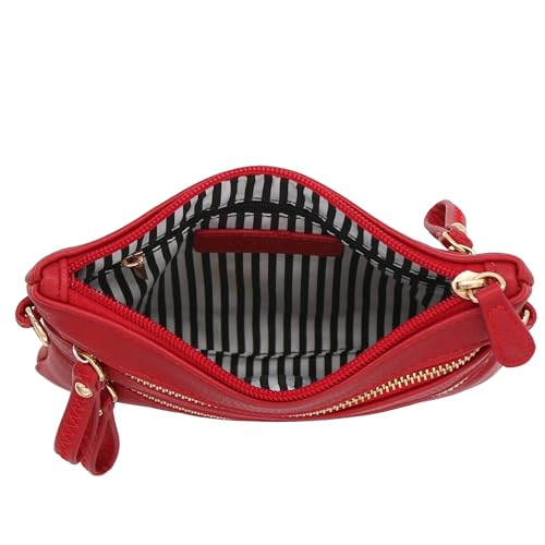 Image of FashionPuzzle Multi Zipper Pocket Small Wristlet Crossbody Bag
