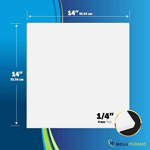 Image of Mega Format Expanded PVC Plastic Sheets - 14 inch X 14 inch Rigid White Sheet for Crafts, Signage, & Displays - Sintra, Celtec PVC Board - Waterproof for Outdoors Use - 1 /4 inch 6mm Thick - 1-Pk-White