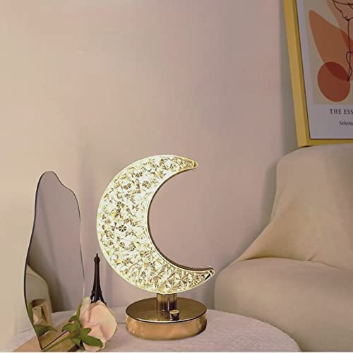 Supbri Crystal Moon Table Lamp, Touch Control Table Lamp For Bedroom With 3 Colors Changing, Stepless Dimmable Nightstand Lamp For Living Room Ramadan Decorations #TOP5