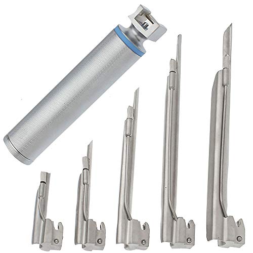 Airway Intubation Deluxe Conventional Set - Five Blades Straight and One Handle, First Responder Kit