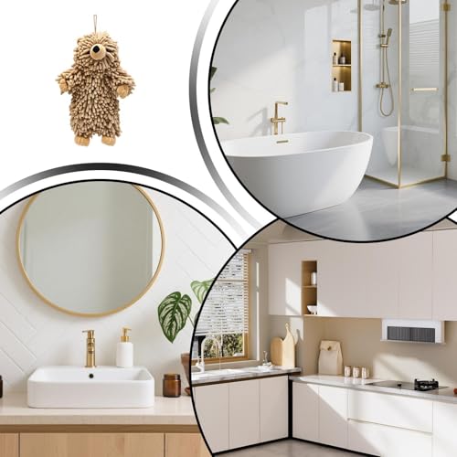 Toalla de mano con forma de oso de chenilla ultra absorbente para baño y cocina 5