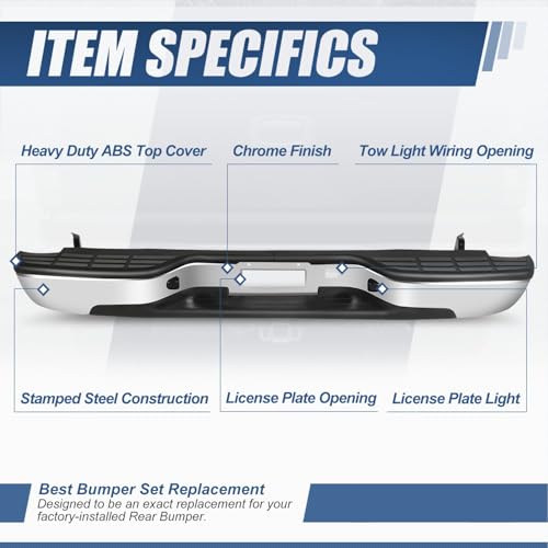 Image of Auto Dynasty Rear Step Bumper for 99-06 Silverado Sierra 1500 2500, Chrome