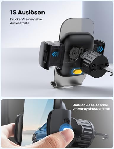 Lamicall Handyhalterung Auto, Handy Autohalterung - [2026 Federclip] Universal Lüftung Handyhalter Auto, 360 Grad Vent KFZ Halterung für iPhone 17/16/15/14/13/12 Pro Max Plus, Air, 4-7 Zoll Smartphone 4