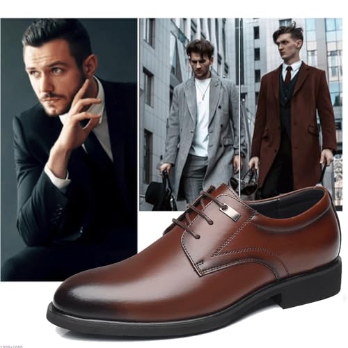 Men Dress Shoes Lace-up Casual Rubber Sole Slip Office Business Breathable Genuine Leather2