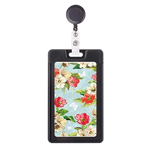 Élégant étui rétractable pour badge au design floral et finitions soignées