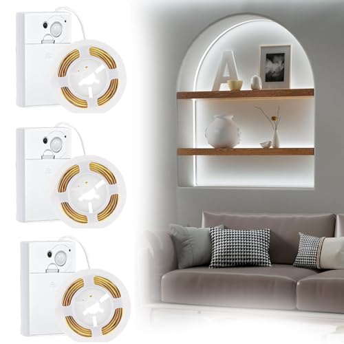 Image of EJ's SUPER CAR COB LED Strip Lights, 4.92FT 3Pack 6000K Cool White Battery Powered LED Strip Lights Timer Dimmable Flexible Cuttable Tape Lights for Cabinet Shelves Bedroom