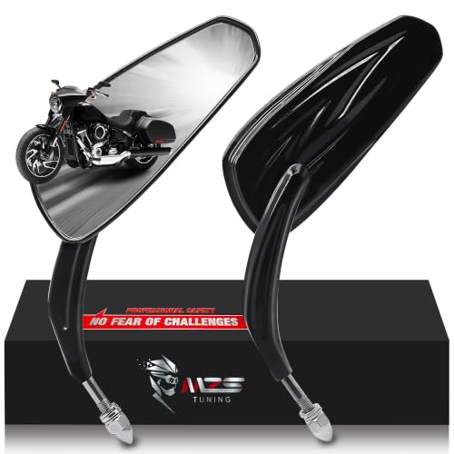 Image of MZS Motorcycle Rearview Mirors Compatible with Sportster Softail Road King Street Electra Glide Dyna Ultra Fat Bob Sport Low Rider 1982-2026, 8MM Touring Handlebar Rear View Side Mirror Blade Black