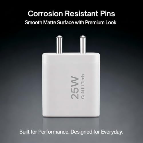 Image of Philips DLP4321NW /94 Gen III Tech 25W Fast Charging Wall Charger (Alba White) | USB-C PD + USB-A | 2-Port Multi-Device Charger for Smartphone, Tablet, Earbuds & Accessories | Compact Travel Adapter