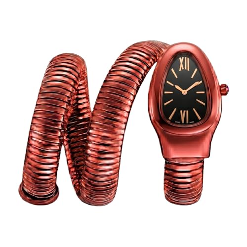 Image of Serpentine Snake Watch for Woman with Spiral Bracelet, Dial Watch for Woman with Quartz, Stylish Analog Waterproof Serpenti Watches Women