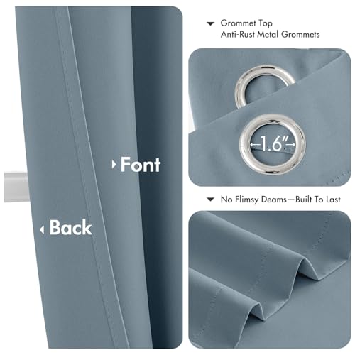 Image of MIULEE Blackout Curtains for Bedroom Living Room 2 Panels, Thermal Insulated Room Darkening Drapes Grommet Noise Reducing Light Blocking Window Treatments 72 Inches Long 40x72 Inch Greyish Blue