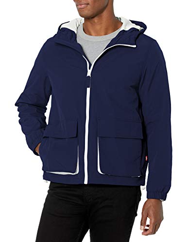 Levi's Men's Nylon Taslan Hooded Windbreaker Jacket, Navy, S #TOP21