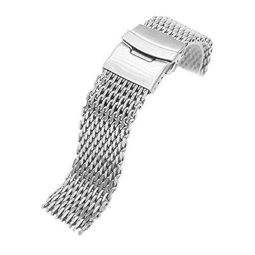 Paski do zegarków Srebrny 18 mm/20 mm/22 mm/24 mm Siatkowy pasek do zegarka ze stali nierdzewnej Pasek Siatkowy metalowy pasek do zegarka Bransoletka do zegarka (kolor: srebrny, rozmiar: 22 mm)