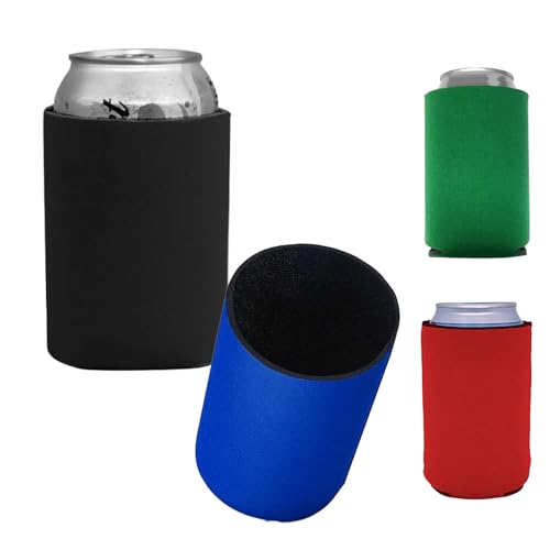 4PCS Can Cooler, Beer Cooler Sleeve for Beer Cooler, Insulating Can Holder for Beer Bottles and Cans, Foam Sleeves in Black Red Blue Green, Perfect for Bars Parties and Celebrations (100x135mm)
