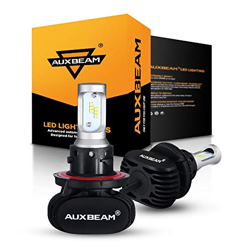 Auxbeam S1 Series H13/ 9008 LED Bulb Fanless with 2 Pcs of Super Bright CSP Bulb Conversion Kit 8000 Lumens 6000K Halogen Replacement