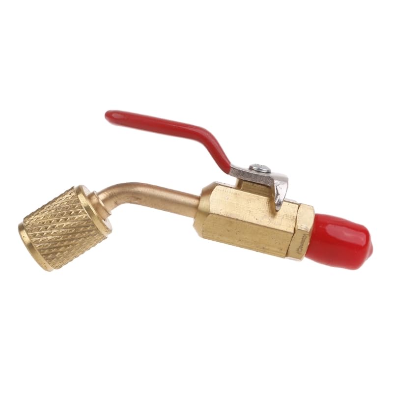Válvulas de cierre manual para refrigeración AC-HVAC, juego compacto de bolas angulares de cobre para mangueras de carga de refrigerante R410A, R134A, R12-R22 y adaptadores para bomba de vacío miniatura 4