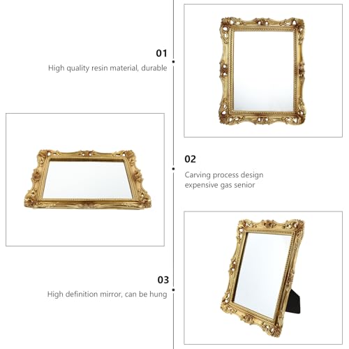 Miroir de maquillage rétro pour corriger le manque de lumière reflet net et cadre or sculpté