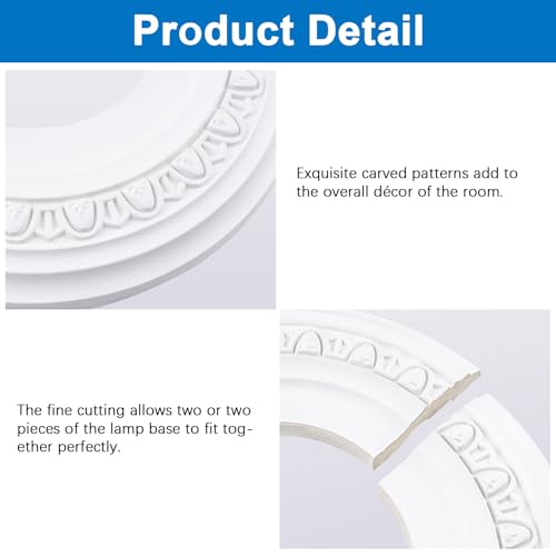 Image of INCREWAY 1Pack Split Lighting PU Ceiling 3D Modeling Ceiling Cover Plate Ceiling Fan Medallion Home 12 Inch OD x 5 Inch ID (White)