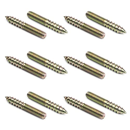 Image of Double Headed Hanger Bolts M6x40mm Carbon Steel Self-Tapping Screw for Pet Furniture, Outdoor Furniture, Household Furniture,Bronze 20PCS