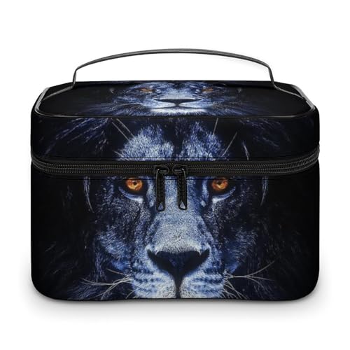 メイクボックス コスメ収納 大容量 ライオン 野生動物 写真 森林 化粧ポーチ 化粧品入れ メイク収納ケース 軽量 持ち運び アクセサリー 小物入れ おしゃれ 旅行 出張用 プレゼント