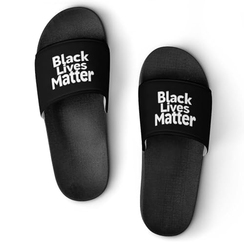 Black Lives Matter House Slippers for Women Men Lightweight Open-toe Slide Shoes for Bathroom Swimming Beach - Main Image