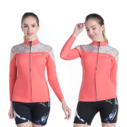 Layatone Wetsuit Top Women 3Mm Neoprene Top Jacket, Long Sleeve Wetsuit Jacket With Front Zipper, For Swimming Diving Surfing Snorkeling Canoeing #TOP14
