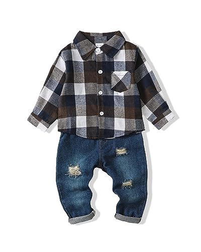 Image of XUANHAO Baby Boy Clothes Infant Toddler Boy Outfits 12 18 24 Months 2T 3T 4T 5T Jeans Pants Clothing Set Fall Winter Clothes