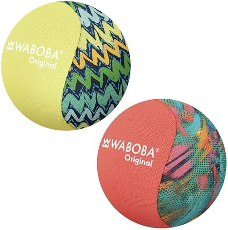 Waboba Original Water Bouncing Ball 2 Pack - Waterproof Games for Pool & Beach - Kids & Teens Outdoor Sports Gift - Abstract & Zigzag Neon Designs