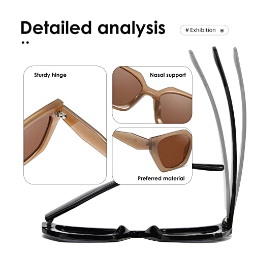Kimorn Sunglasses For Women Men Trendy Retro Trendy Sun Glasses 90’S Vintage Y2K Oversize Square Frame Shades Sunnies K1354 (Black+Camel Frame Brown Lens) #TOP5