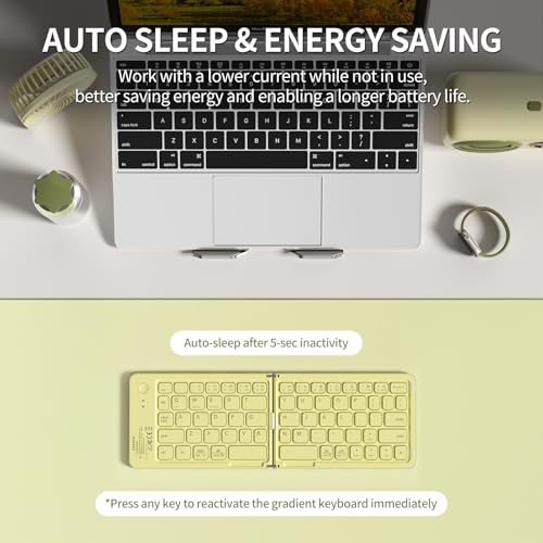Image of Foldable Bluetooth Keyboard for iPad Phone,Portable Small Size,Beige