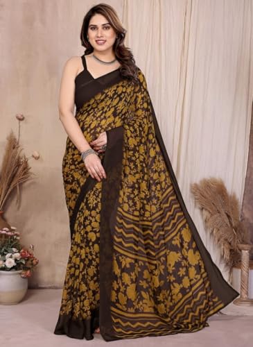 Image of Yashika Women's Georgette Saree with Blouse Piece for Traditional Ethinic Wear Sari