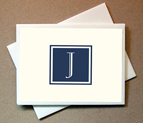 Image of Quni Monogram Stationery Note Cards - Monogram Thank You Cards (J)