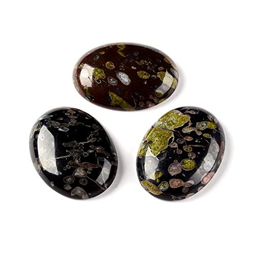 Fashewelry 20Pcs Natural Oval Plum Blossom Jade Flat Back Gemstone Cabochons 25X18Mm Healing Chakra Crystal Stone Bead Cab Covers No Hole For Jewelry Craft Making #TOP6