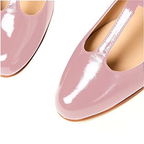 Women's Vintage Patent Leather Round Toe Cutout T-Strap Dress Flats Shoes Comfortable Causal Closed Toe Slip On Mary Jane Flats Pumps4